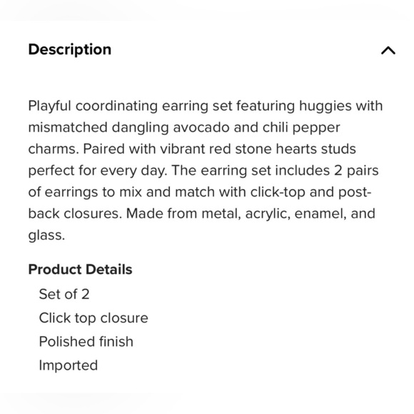 Betsey Johnson Avocado and Chili Pepper & Hearts Mismatch Dangling Earrings NWT - Picture 4 of 4